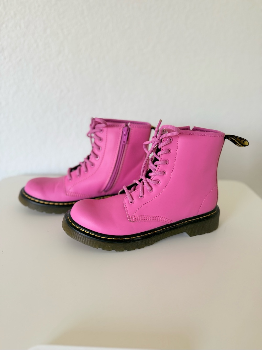 Girls Dr. Martens Junior 1460 Pink Lace-Up Combat Boots